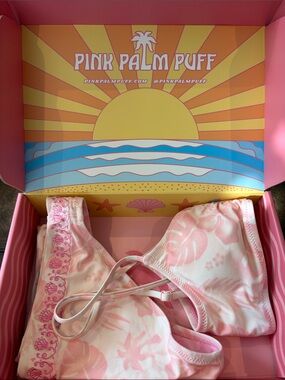 Pink Palm Puff Floral Bikini Set with original box
